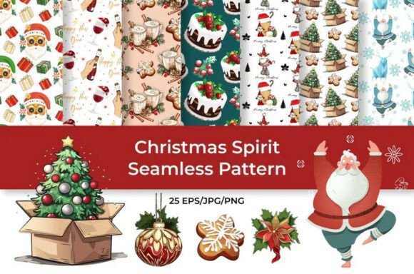 Download Christmas Spirit Pattern -25 EPS/PNG/JPG - Jpg Collection