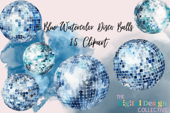 Download Blue Watercolor Disco Balls - Balls Collection