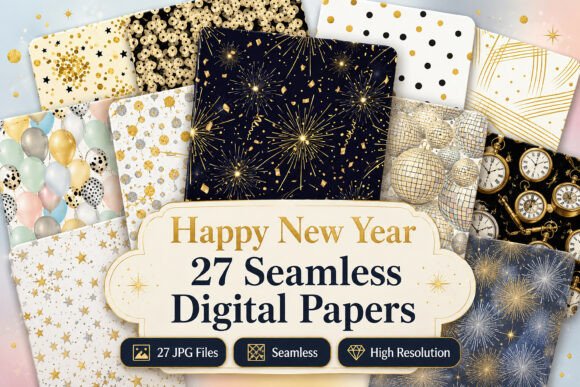 Download Happy New Year Seamless Papers Set - Seamless papers Collection