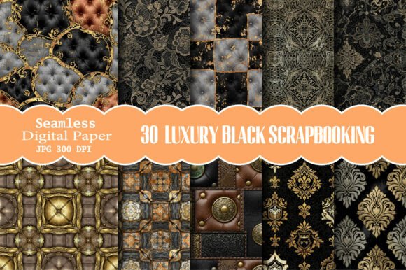 Download Luxury Black Digital Scrapbooking Papers - Scrapbooking paper Collection