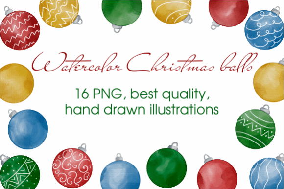 Download Watercolor Christmas Balls - Balls Collection