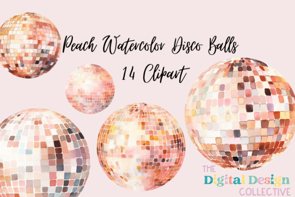 Download Peach Watercolor Disco Balls - Balls Collection