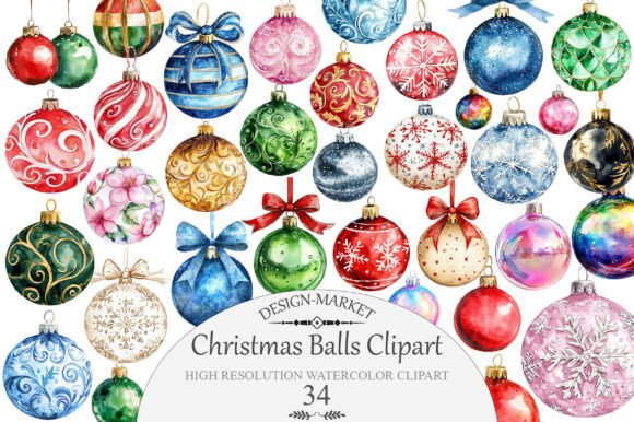 Download Watercolor Christmas Balls Clipart - Balls Collection
